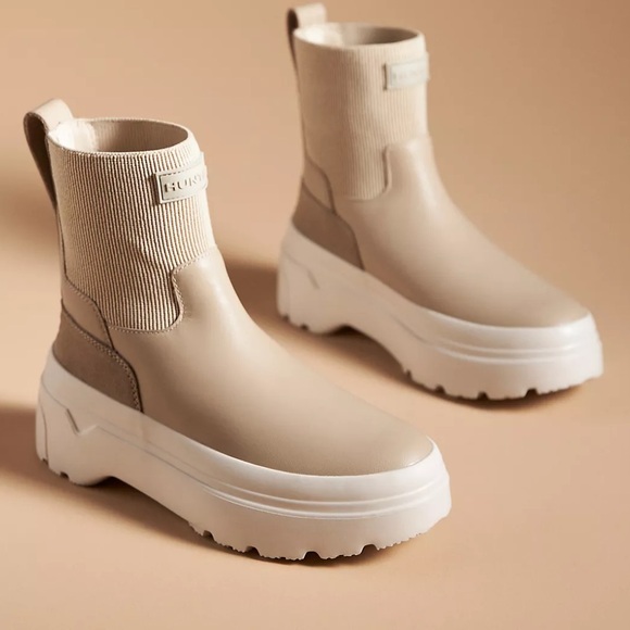 Anthropologie Hunter Flatform Chelsea Boots Sz 7 - Picture 2 of 13